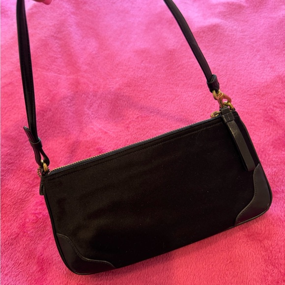 COACH black smooth suede clutch with handle - Picture 5 of 5